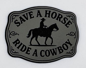 Écusson pour chapeau en similicuir avec presse à chaud Save A Horse Ride A Cowboy
