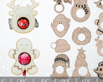 Christmas Treat Holder SVG Bundle - Lollipop Sucker Lindor Truffle