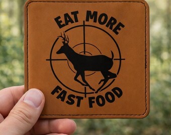 Hunting Coasters Set with Funny Designs, Leatherette Drink Coasters, Gift for Hunters