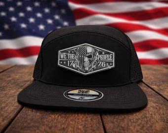 1776 We the People Skull Flag Custom Trucker Hat Zapped Osprey 7 Panel