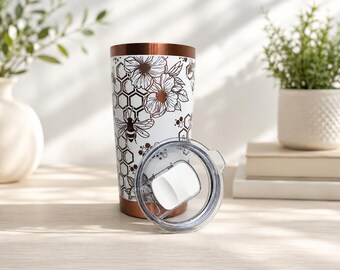 Bumble Bee Floral Rambler Tumbler 20 oz Tasse de voyage à café