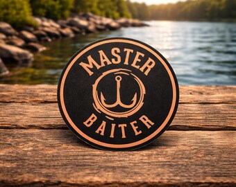 Master Baiter Fishing Patch – Laser Engraved Leatherette Iron-On