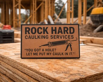 Écusson pour chapeau en similicuir avec presse à chaud Rock Hard Caulking Services