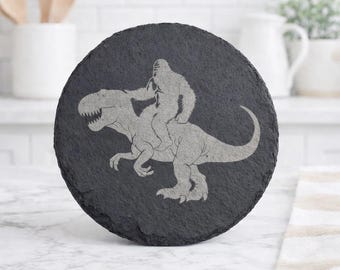 UFO Alien Bigfoot Slate Coaster Set of 4 Laser Engraved