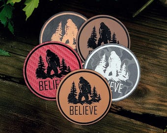 Bigfoot Believe Leatherette Hat Patch