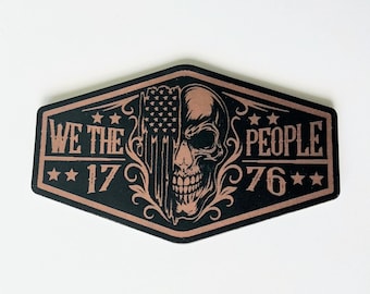 We The People 1776 Skull Flag Heat Press Leatherette Hat Patch