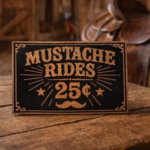 Mustache Rides Leatherette Patch – Vintage Style Iron-On Funny Humor