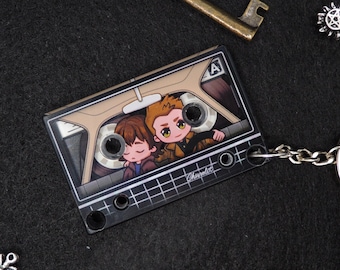 Supernatural cassette-themed acrylic keychain