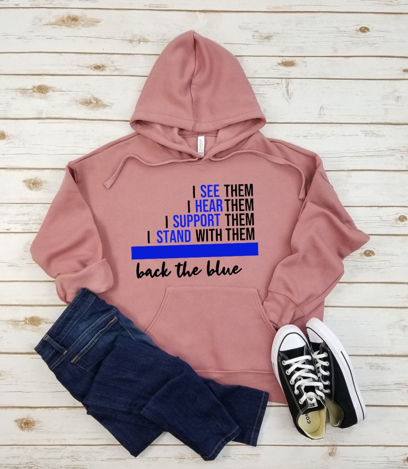 Back The Blue Quotes Fleece Hoodie Back The Blue Hoodie | Etsy