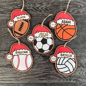 Glowforge Ornament File, Christmas Ornament SVG, Santa Hat, Sports Ball Ornament, 2021 Ornament File, Laser Ready, 2 Styles