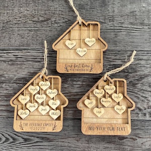 Glowforge Ornament File, Ornamento della casa SVG, Ornamento di famiglia, File di ornamento a forma di casa, File laser, 1 - 10 membri della famiglia, Personalizzato