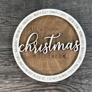 Christmas Sign SVG, Glowforge File, Laser Ready File, Winter Tiered Tray SVG, 12 Days of Christmas Song Sign File