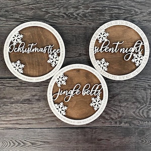 Christmas Song Sign SVG, Glowforge File, Laser Ready File, Winter Tiered Tray SVG