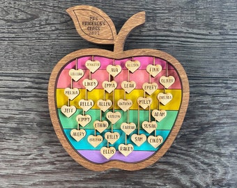 Archivo láser de manzana para maestros, archivo Glowforge, regalo para maestros, archivo cortado con láser, archivo cortado con manzana, SVG popular / SVG de agradecimiento para maestros, 1-30 niños