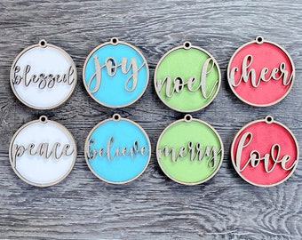 Christmas Ornament SVG, Glowforge Christmas File, Laser Ready SVG, Christmas Words File, Farmhouse Ornament Files