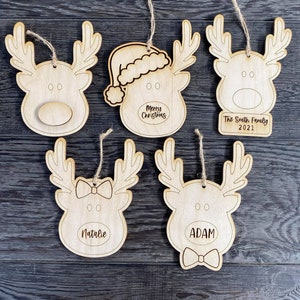 Reindeer Ornaments SVG, Glowforge File, Laser Ready File, Christmas SVG, Bundle of 5 Styles