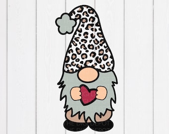 Leopard Print SVG, Leopard Print Gnome SVG, Gnome SVG Dxf, Png, Eps, Gnome Outline