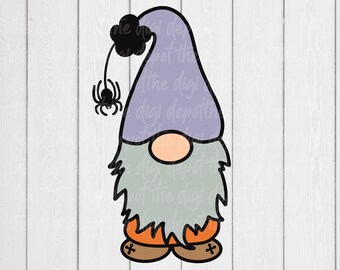 Gnome SVG, Halloween Gnome SVG, Spider Gnome, Gnome Cutfiles, Gnome Clip Art, Halloween Svg, Dxf, Png, Eps, Holiday Gnome, Spider SVG