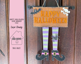 Laser Door Hanger File,  Happy Halloween SVG, Glowforge File, Laser Ready