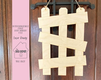Interchangeable Fence Sign File, Door Hanger SVG, Glowforge Files, Laser Ready File, Halloween Cut Files, FENCE ONLY