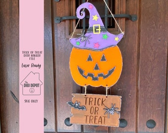 Halloween Laser File, Door Hanger, Jack O Lantern, Glowforge File, Laser Ready