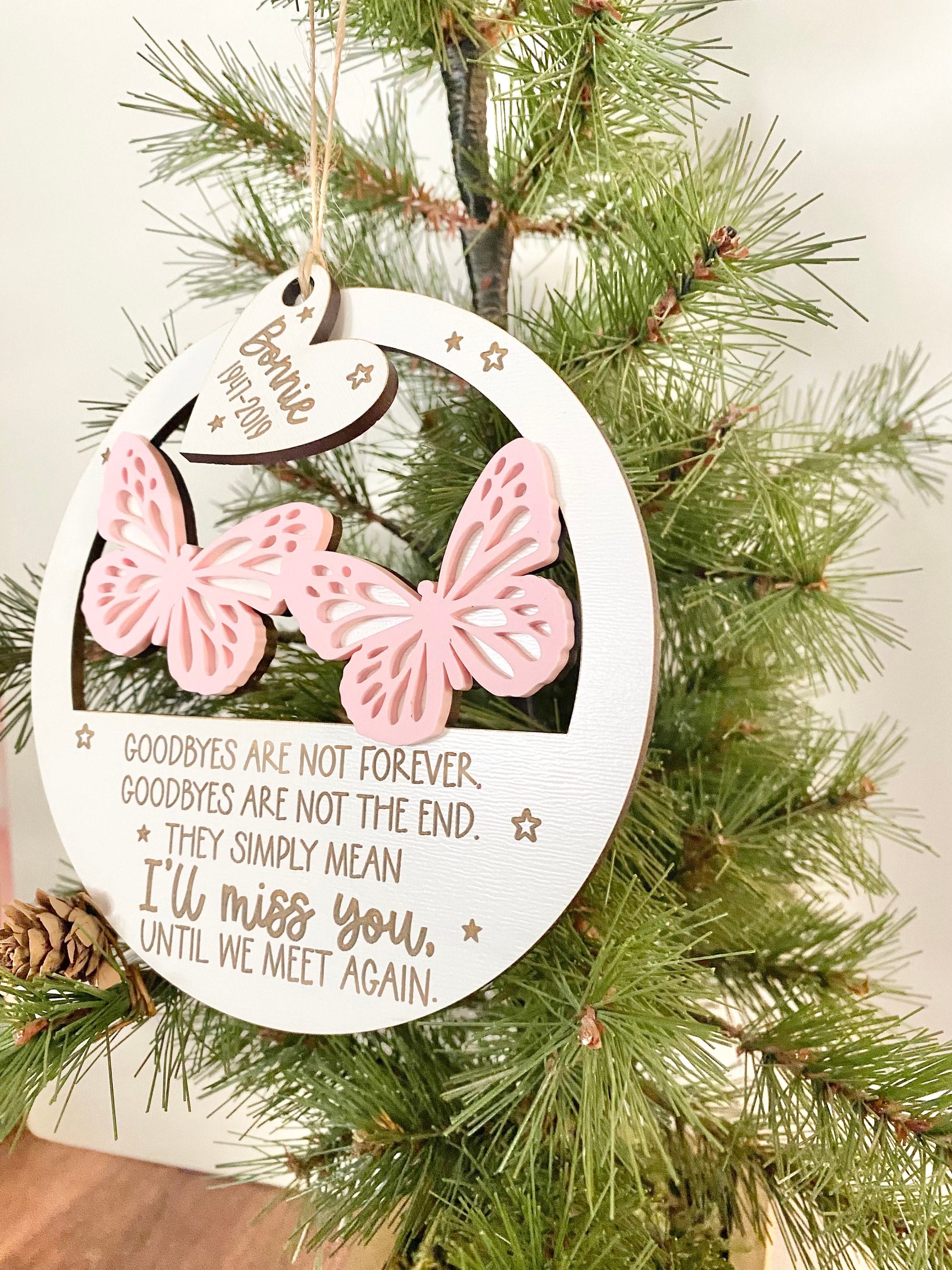 Mother’s Day Memorial Ornament SVG, Goodbyes are Not Forever Laser File, Memorial Gift Laser Cut File Lightburn and Glowforge Tested