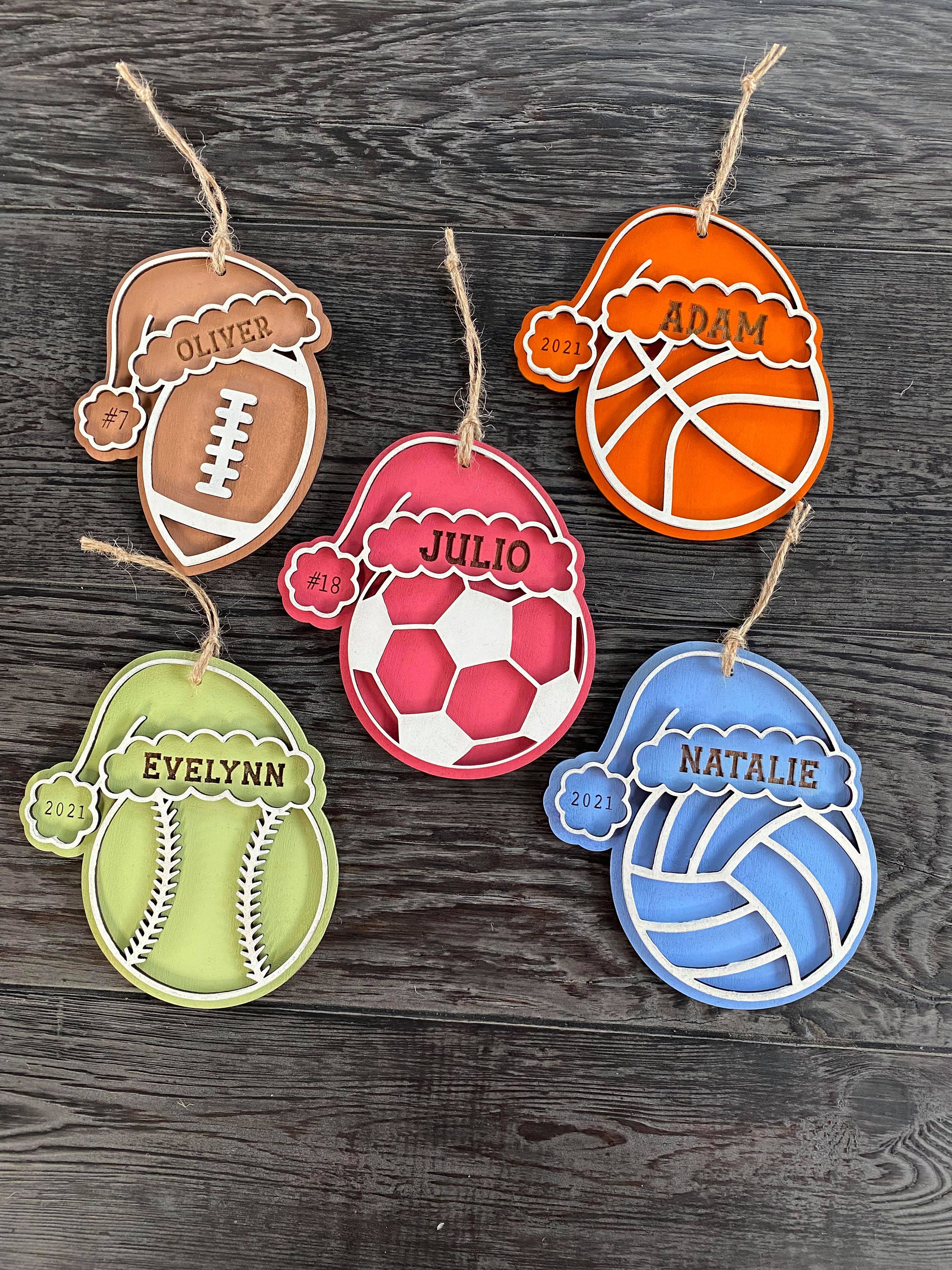 Glowforge Ornament File, Christmas Ornament SVG, Santa Hat, Sports Ball Ornament, 2021 Ornament File, Laser Ready, 2 Styles
