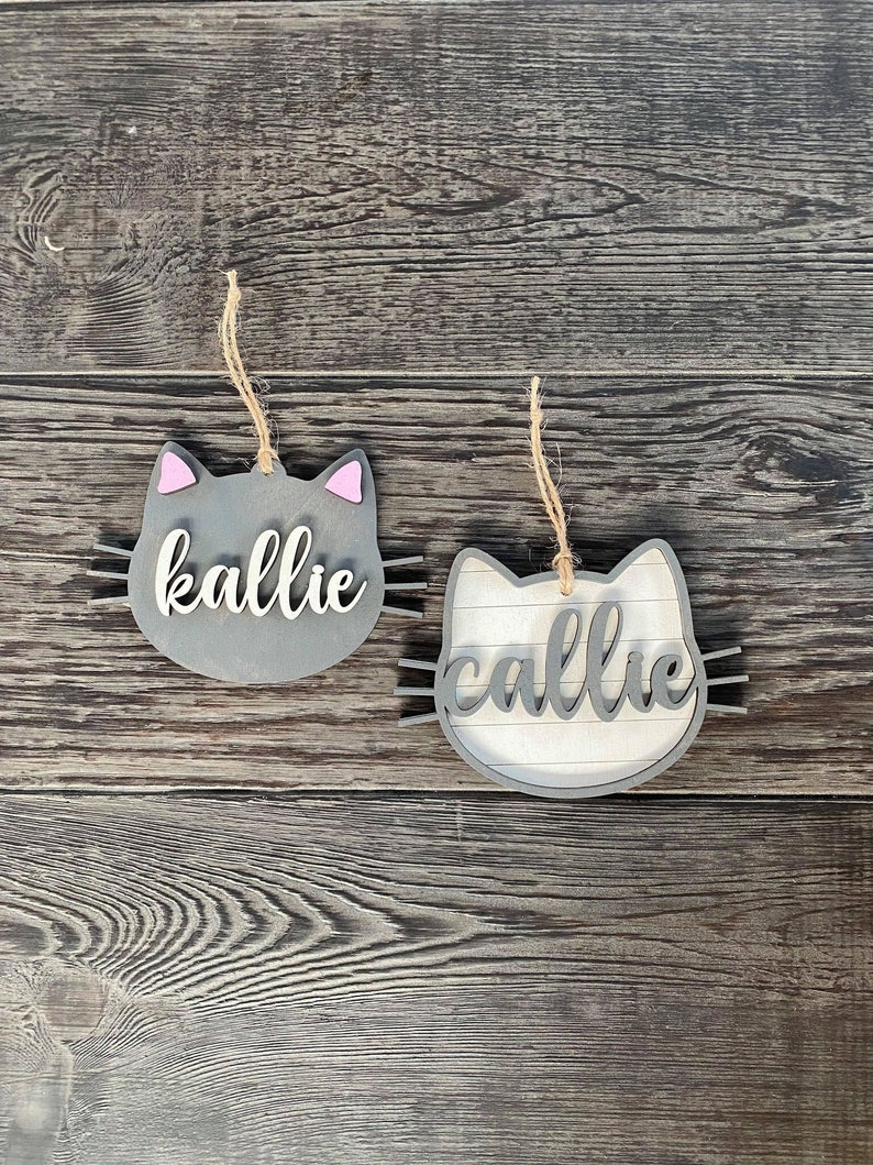 Cat Ornament SVG, Glowforge Ornament File, Pet Ornament File, Laser Ready SVG image 1