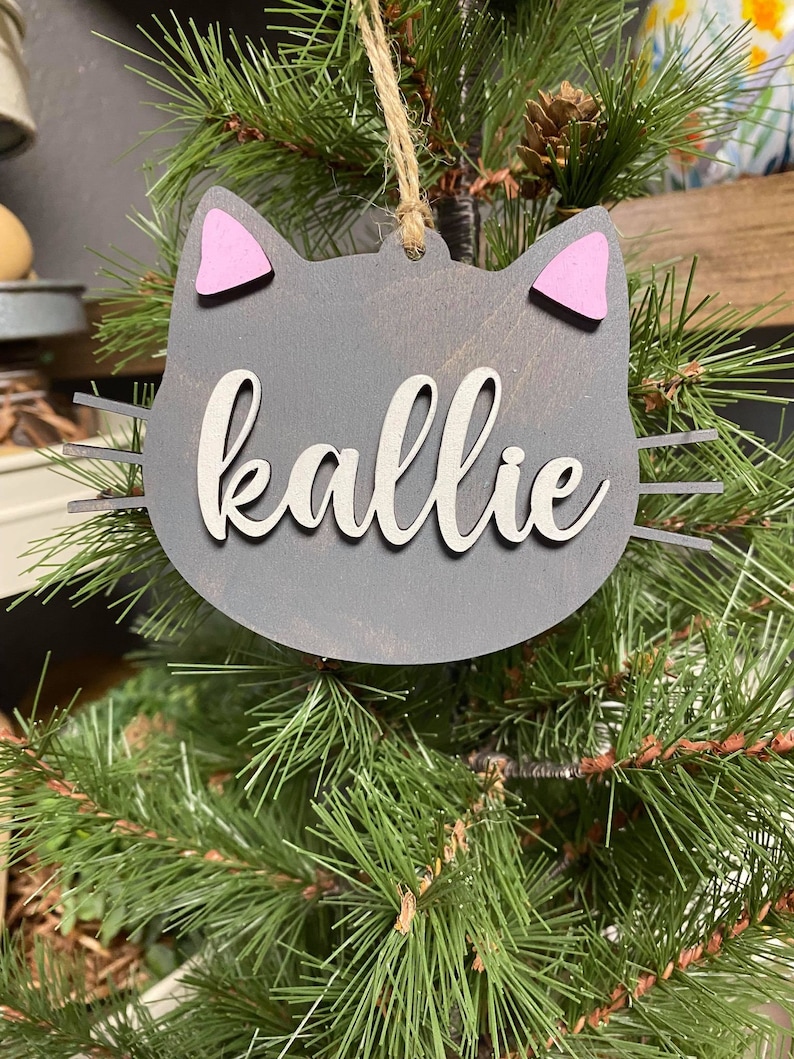 Cat Ornament SVG, Glowforge Ornament File, Pet Ornament File, Laser Ready SVG image 2
