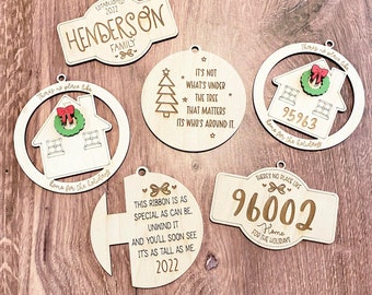 Christmas Ornament SVG Bundle, Glowforge File, 5 Ornament Styles SVG, Laser Ready Ornament Files