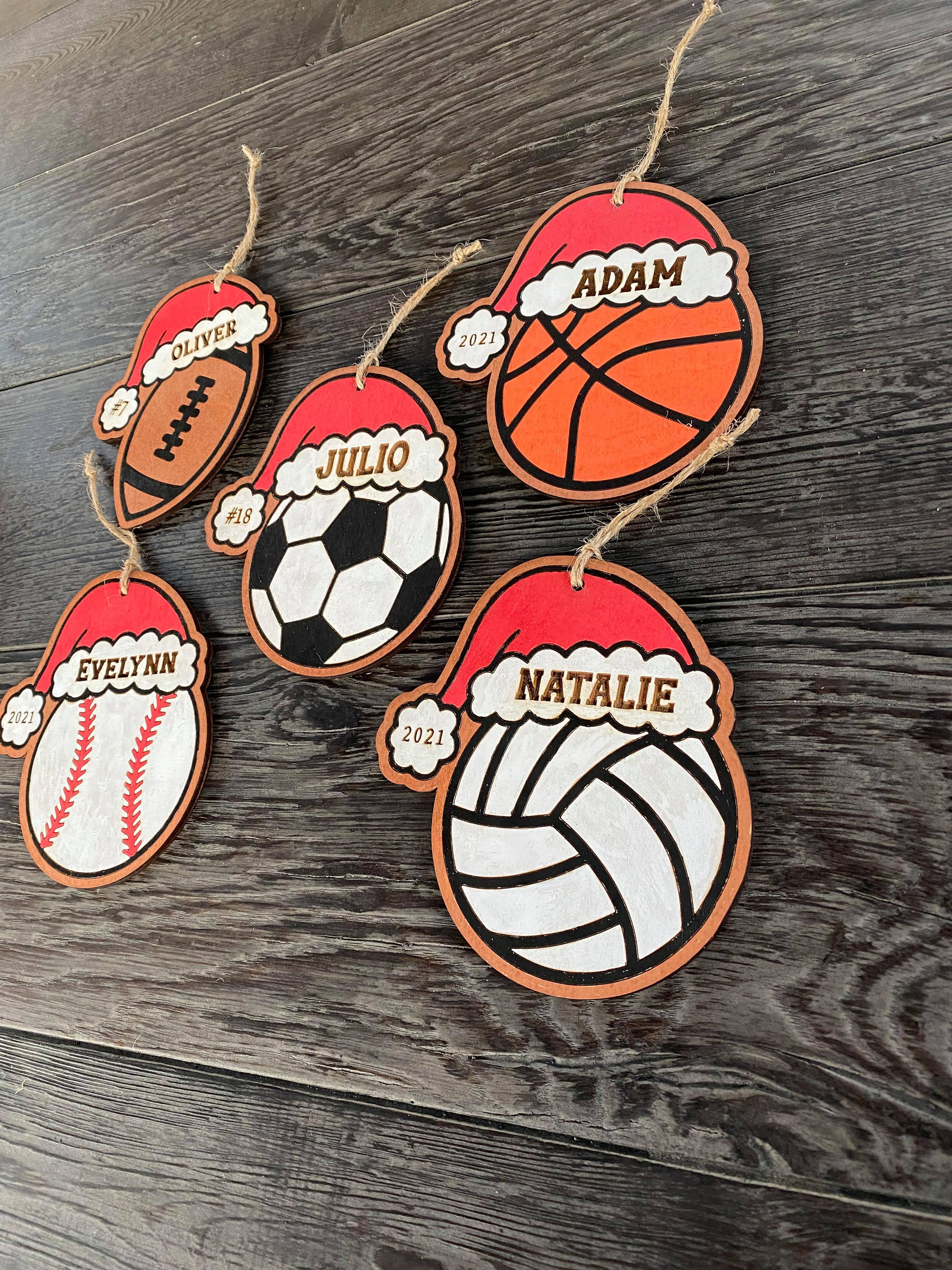 Glowforge Ornament File, Christmas Ornament SVG, Santa Hat, Sports Ball Ornament, 2021 Ornament File, Laser Ready, 2 Styles