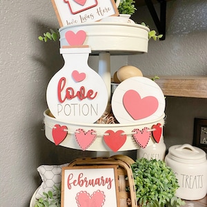 Valentine&#39;s Day Tiered Tray File Set, Glowforge Files, Laser Ready, SVG File, Valentine&#39;s Day Decor File