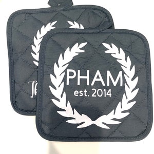Personalized Pot Holders with Family Name