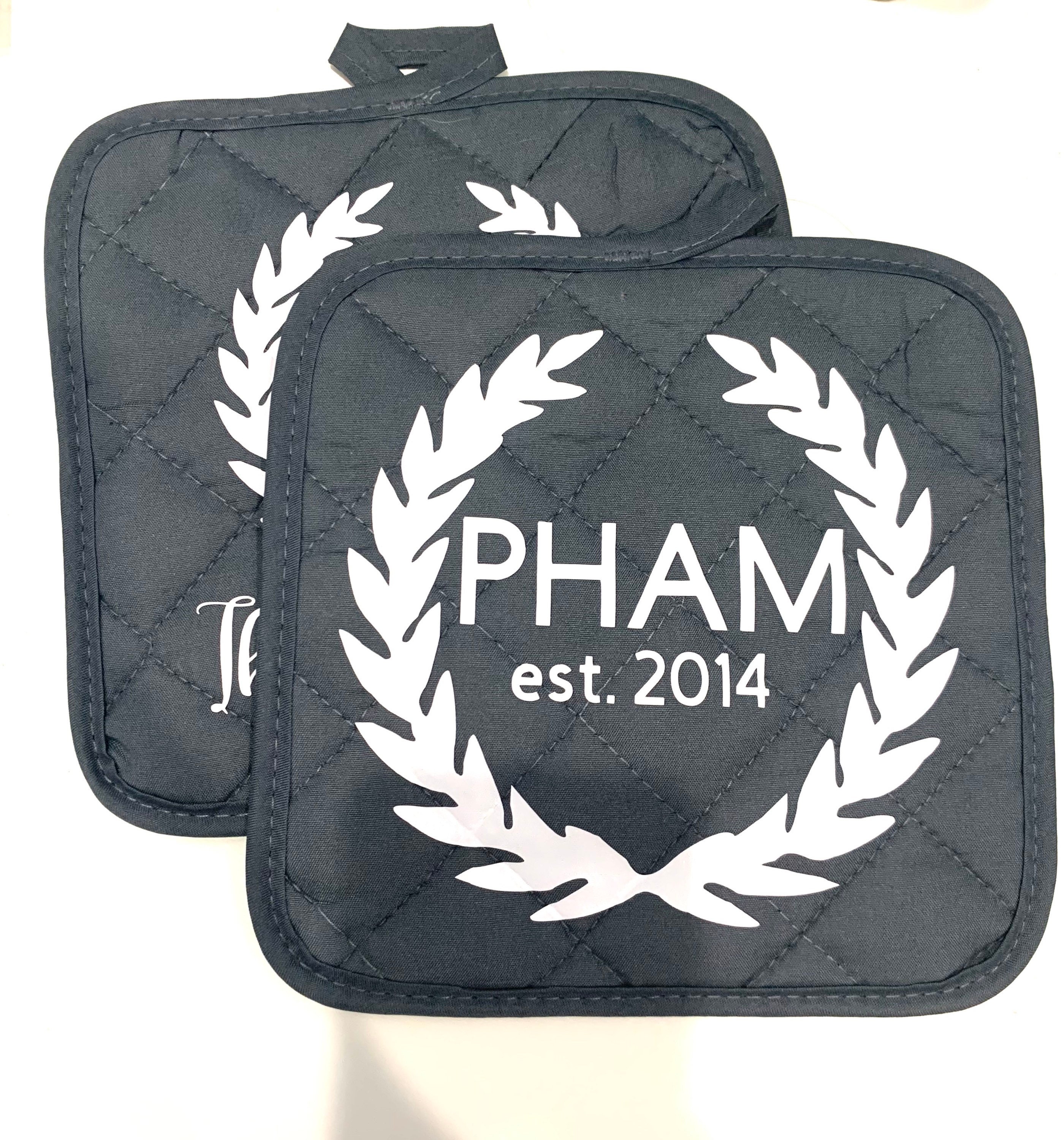 Personalized Pot Holders with Family Name Etsy