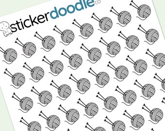 Knitting Doodle Planner Sticker Icons, Hand Drawn Stickers, Perfect for Planners, Bullet Journals, and Agendas, 044