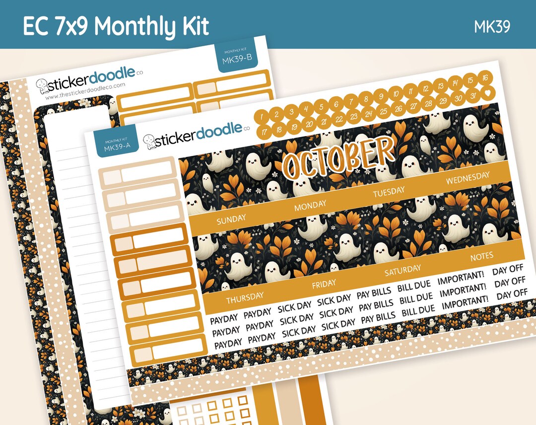 Halloween Theme Monthly Planner Kit Stickers, October Planner Stickers ...