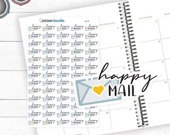 Happy Mail Planner Script Stickers - Planner, Notebook and Journaling stickers. LB-14