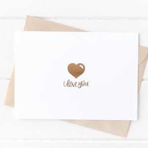 Minimal "I love You" Valentine's Day Card, Rose Gold or Silver Foil, Love Themed Card, Anniversary Greeting Card, Happy Valentine's Day