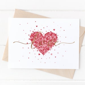 Valentine's Day Card, LOVE Rose Gold or Silver Foil, Love Hearts Themed Card, Anniversary Greeting Card, Happy Valentine's Day, Minimal