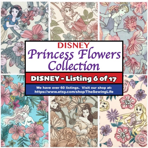 Fun Face Masks - Disney Princess Flower Collection - 100% Cotton for Comfort - Two Layers - Machine Washable - Handmade