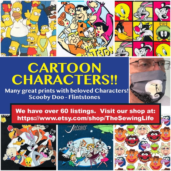 Fun Face Masks Cartoon Characters 100 Cotton for Comfort Etsy