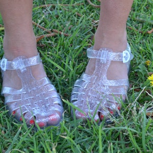 Original French Jelly Shoes Silver Glitter Jelly Sandals image 2