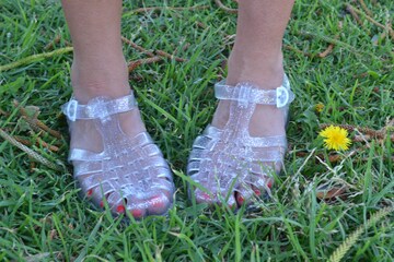 Original French Jelly Shoes - Silver Glitter Jelly Sandals