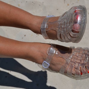 Original French Jelly Shoes Silver Glitter Jelly Sandals image 1