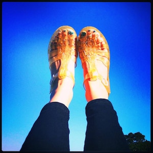 Original French Jelly Shoes - Gold Glitter Jelly Sandals