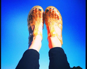 Original French Jelly Shoes - Gold Glitter Jelly Sandals