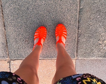 Original French Jelly Shoes - Bright Orange Jelly Sandals