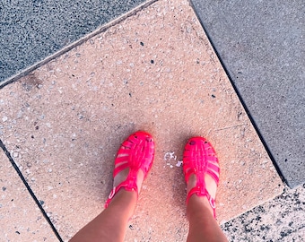 Original French Jelly Shoes - Bright Pink Jelly Sandals