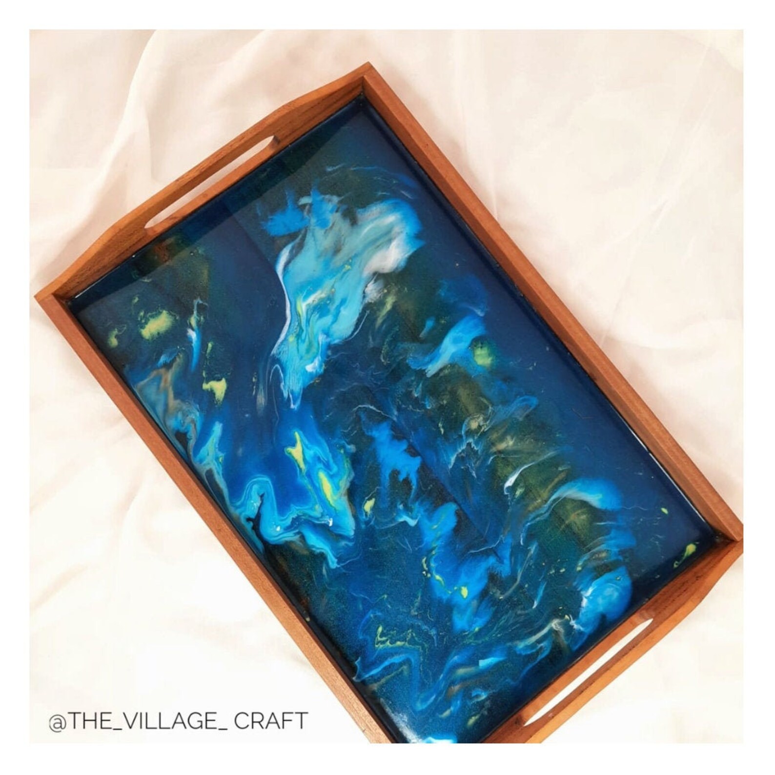 Epoxy resin tray serving tray teak wood rectangular Etsy