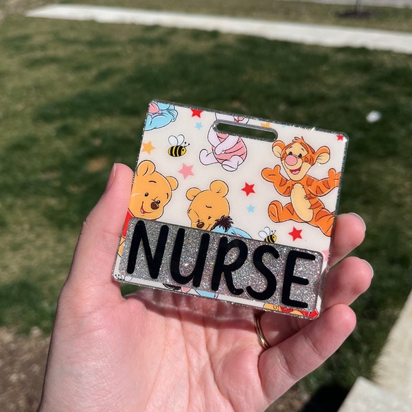 Bear Badge Buddy Pooh Badge Buddy Nurse Doctor Teacher Gift Dreams Come True Character Sleepy Bear Tiger Donkey